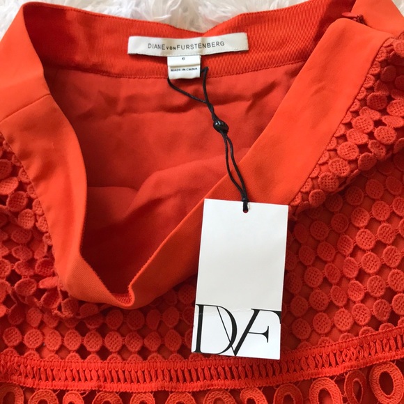 NWT DVF Orange Tiana Skirt  size 6. - Picture 2 of 6